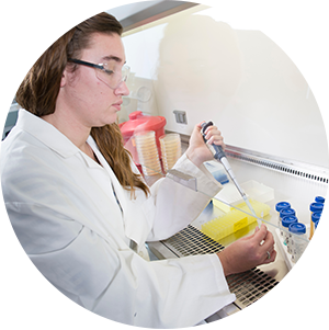 Female student working in lab