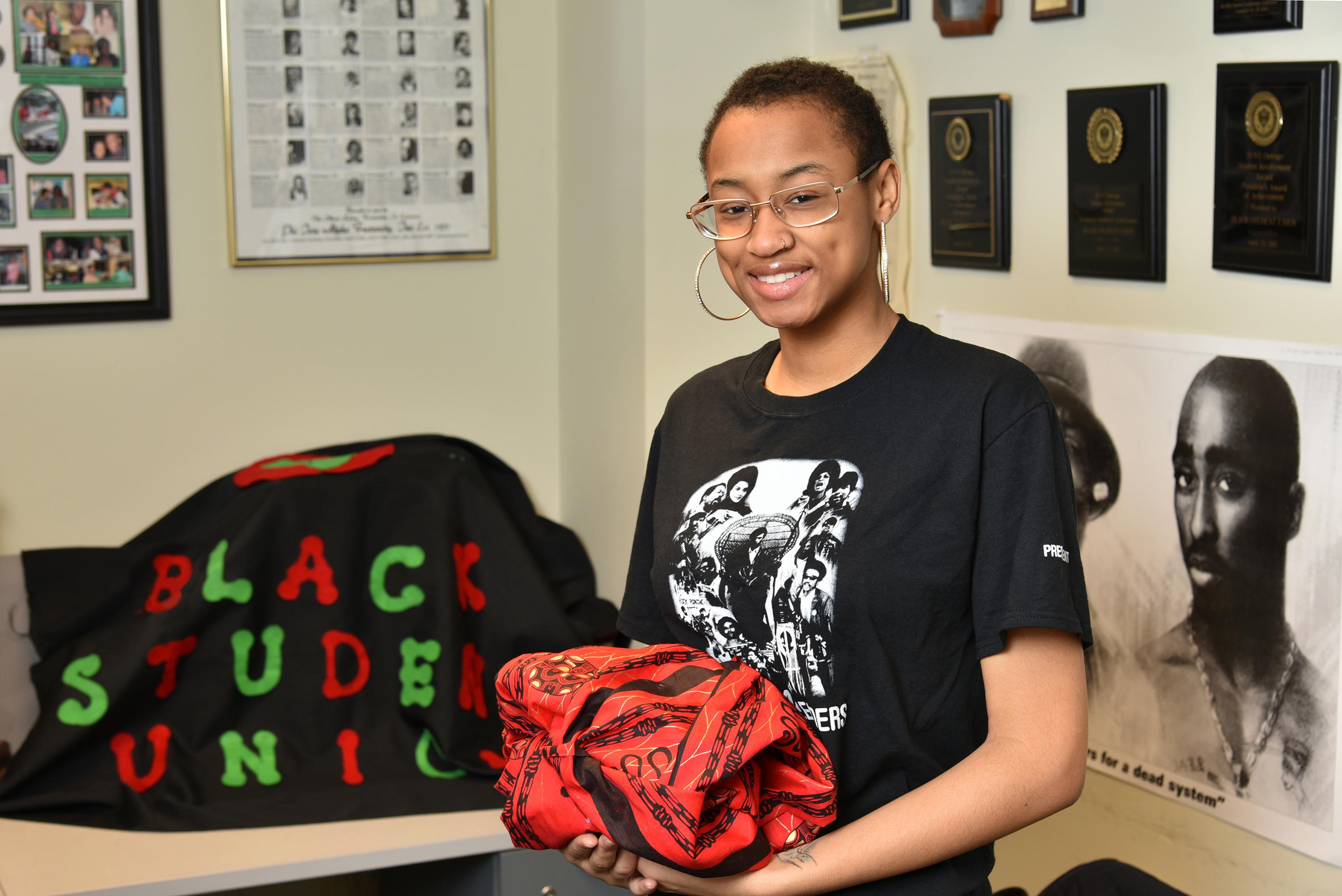 Black Student Union president Keonna Wren in the organization's offices