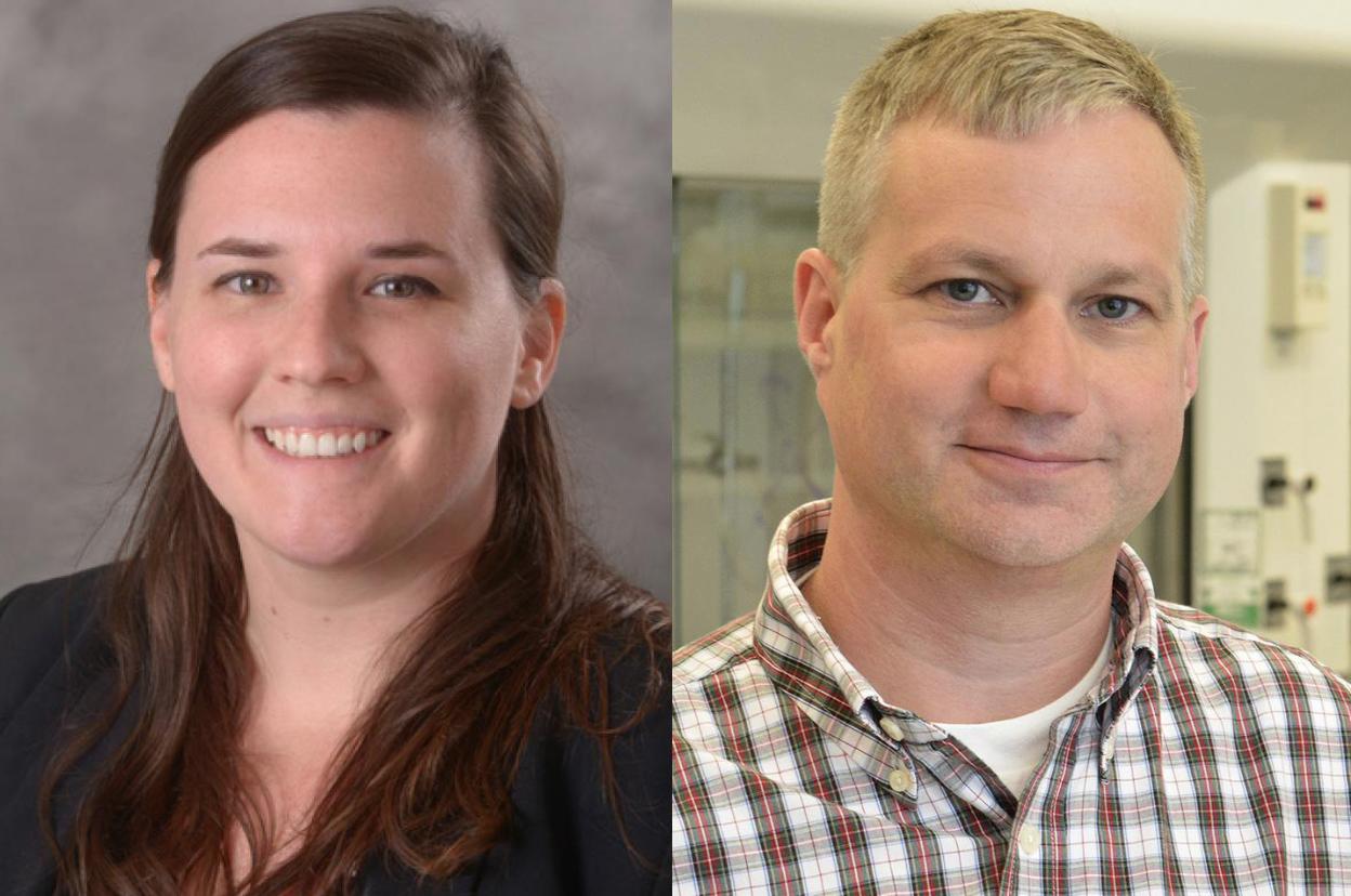 Lindsay McCluskey of communication studies and Casey Raymond of chemistry are the 2021 President’s Award for Excellence in Academic Advising.