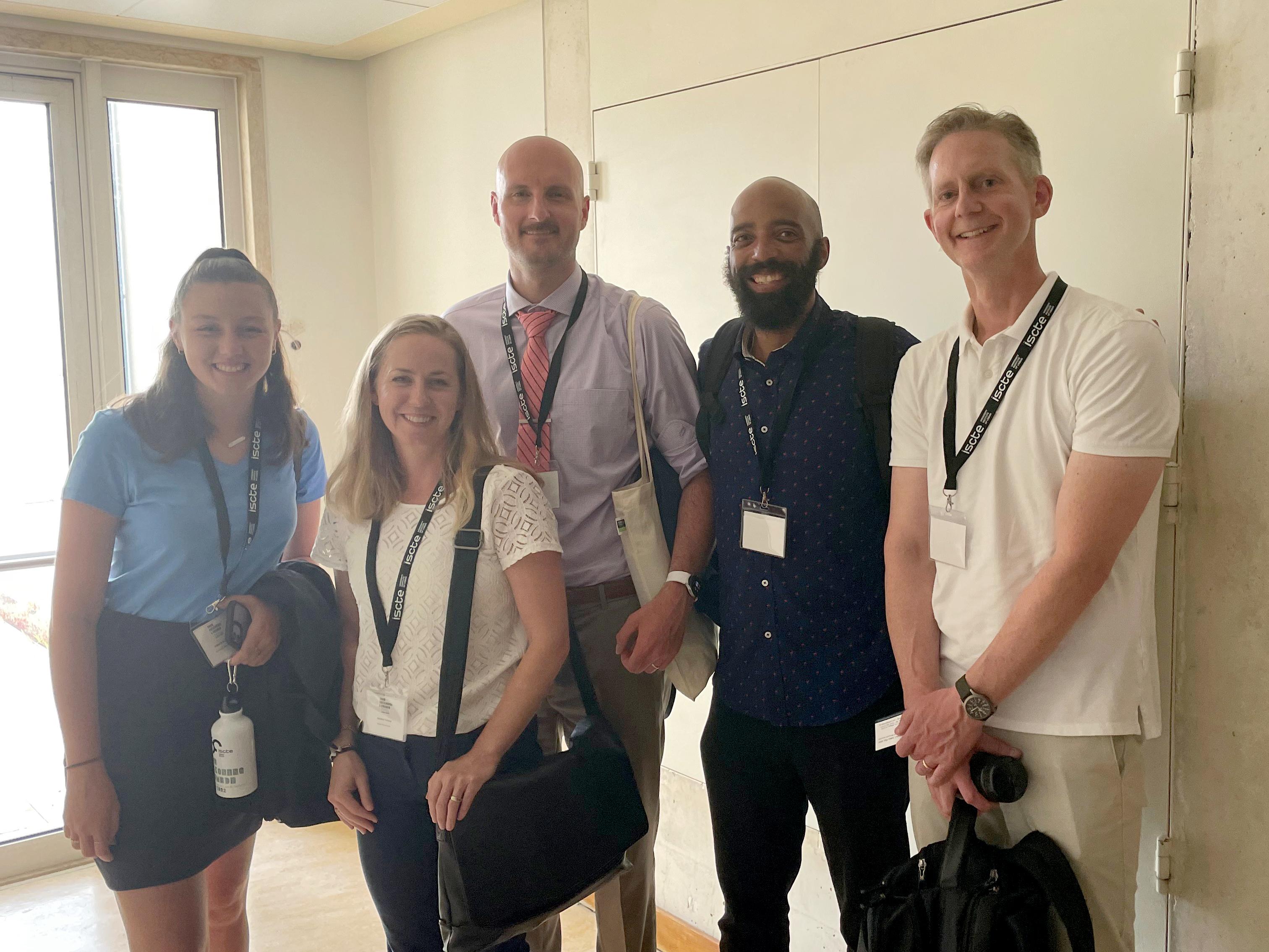 SUNY Oswego criminal justice major Gabrielle Roubanian (at left) had an outstanding opportunity to present research to an international conference at Lisbon, Portugal, in cooperation with faculty member and mentor Marthinus Koen (center)