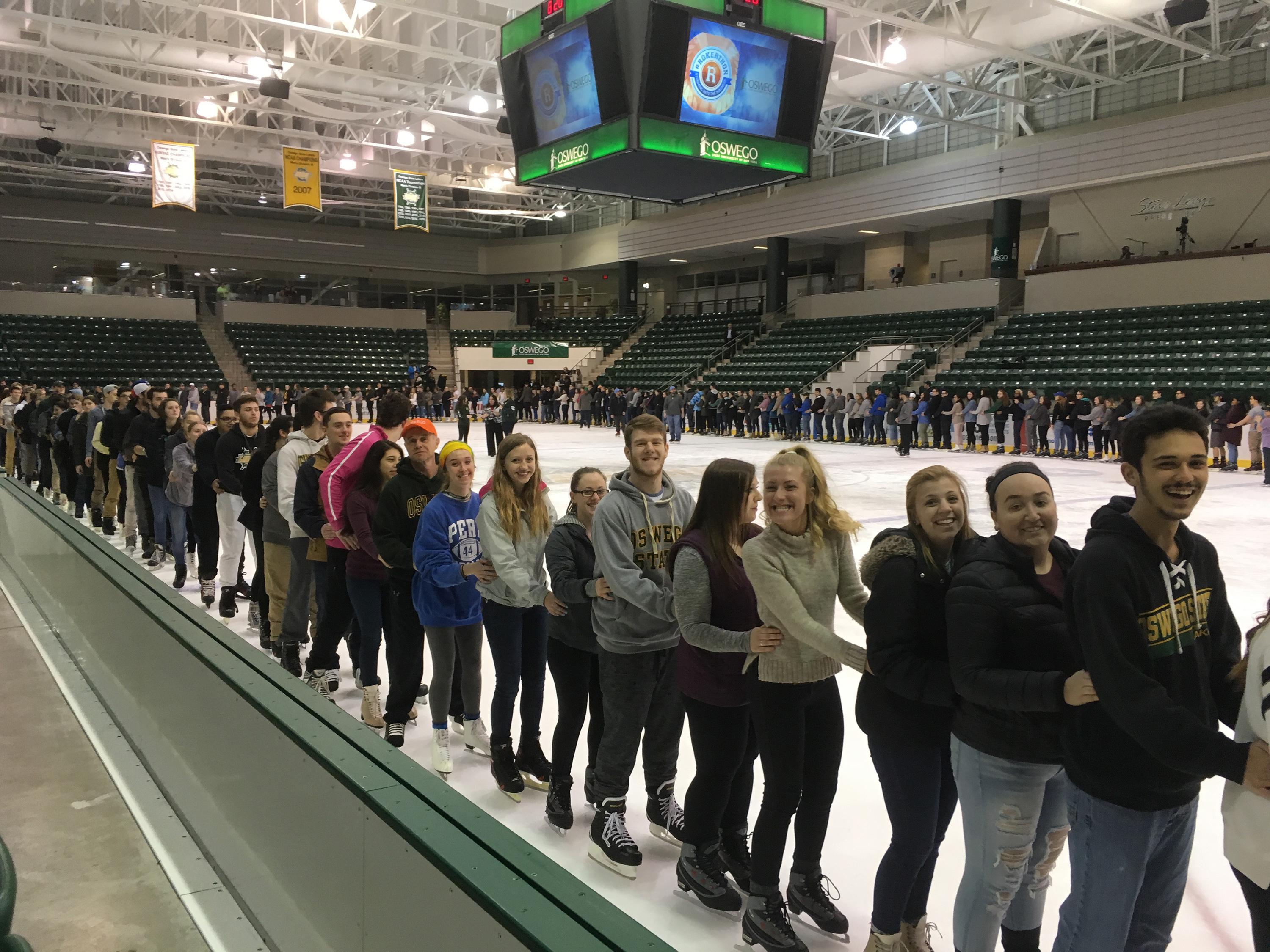 Students conga on ice