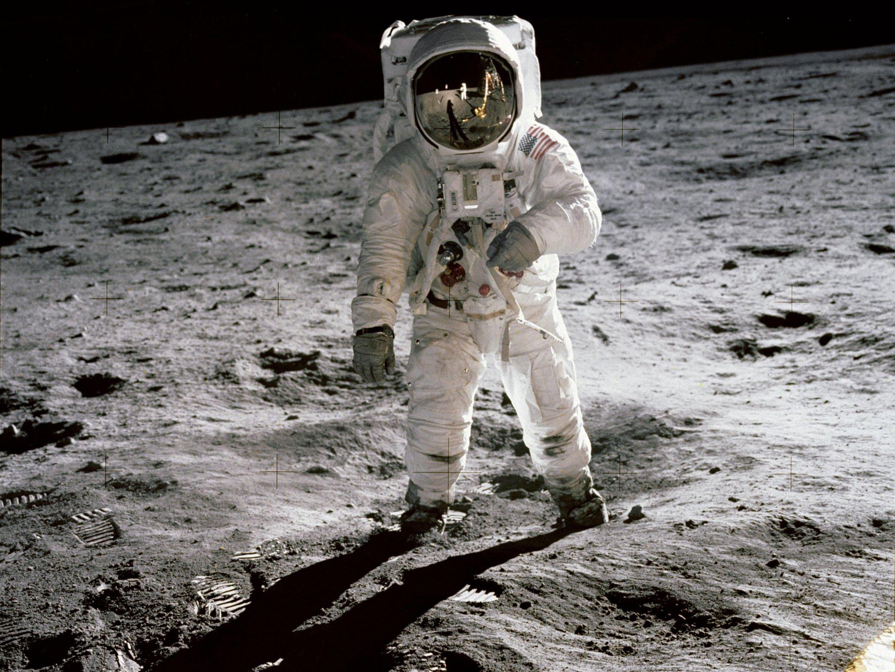 Archival image of Apollo 11 astronaut, connected to planetarium show on its anniversary