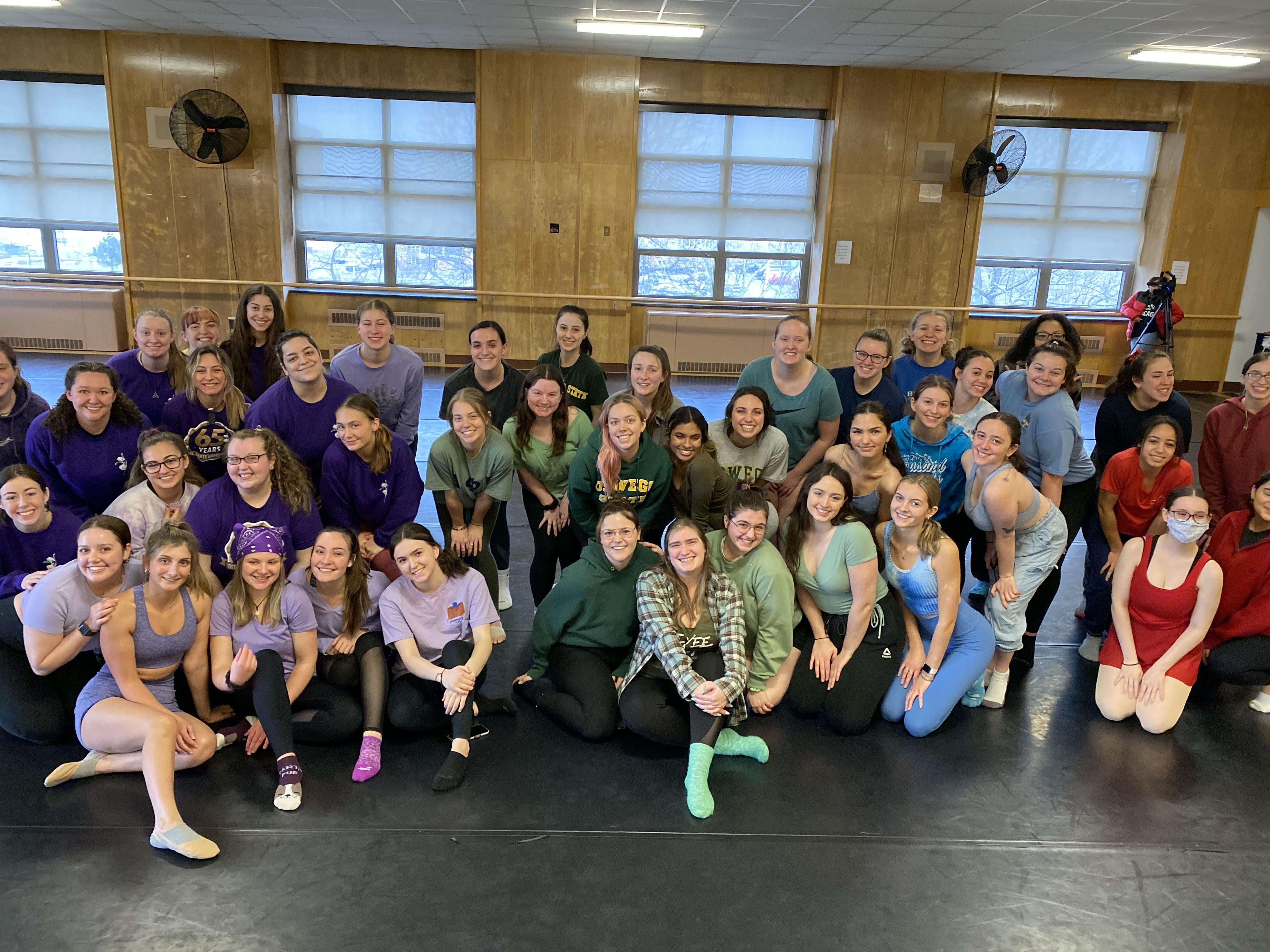 The college’s Del Sarte Dance Club with a group photo as they prepare for their spring recital