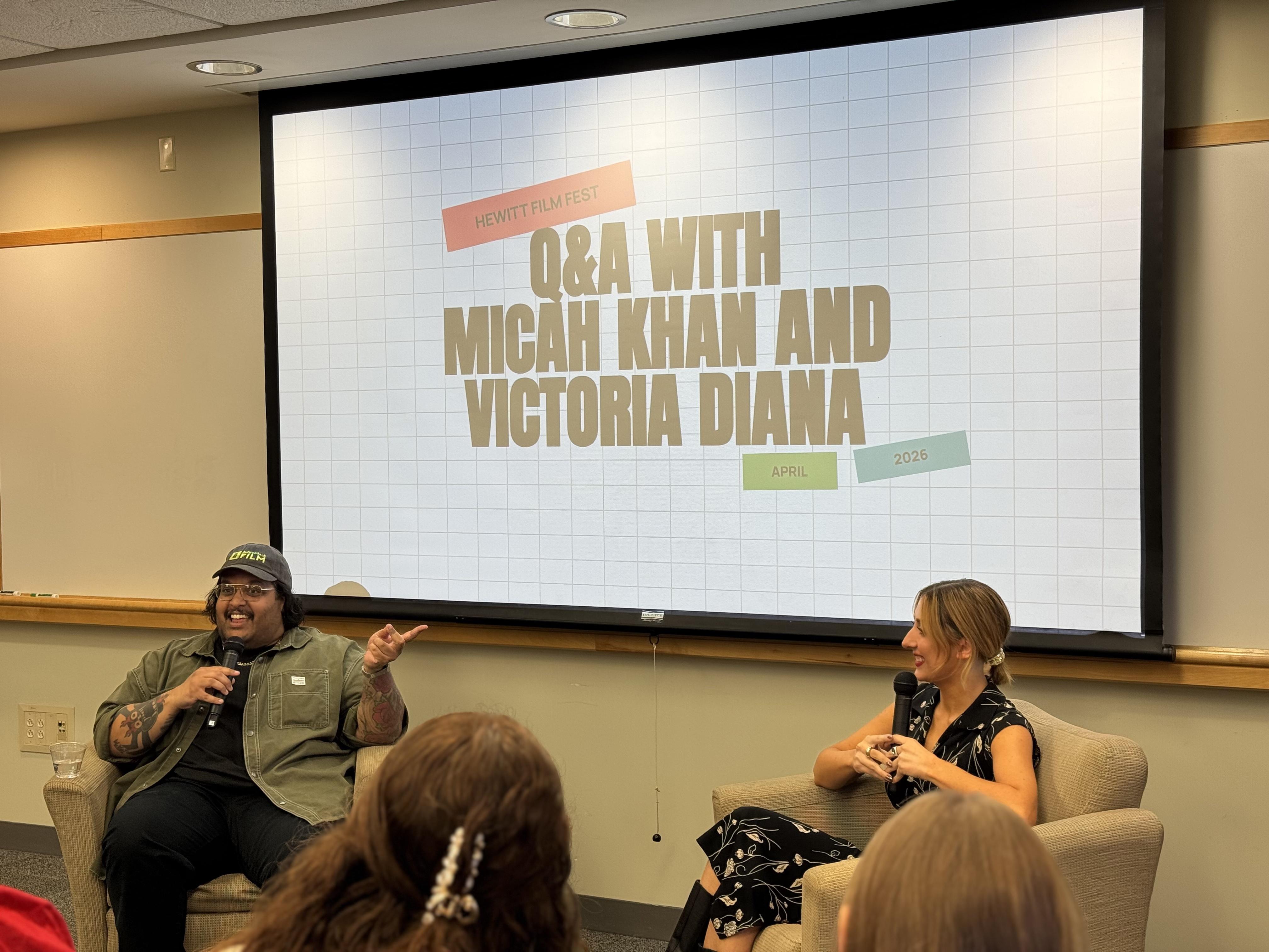 Albany filmmakers Victoria Diana of the Class of 2015 and Micah Khan provided an insightful talk as part of the inaugural Hewitt Film Festival.