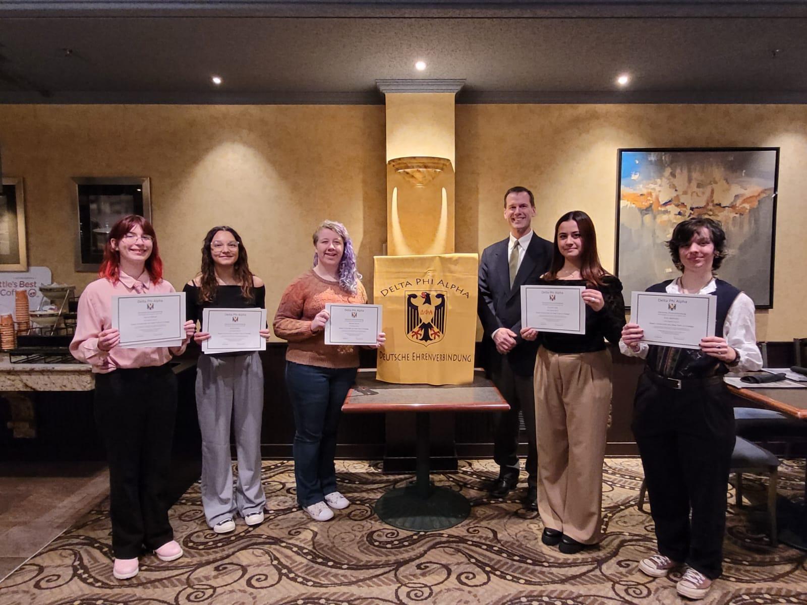 Students inducted into the SUNY Oswego chapter of Delta Phi Alpha, the National German Honor Society