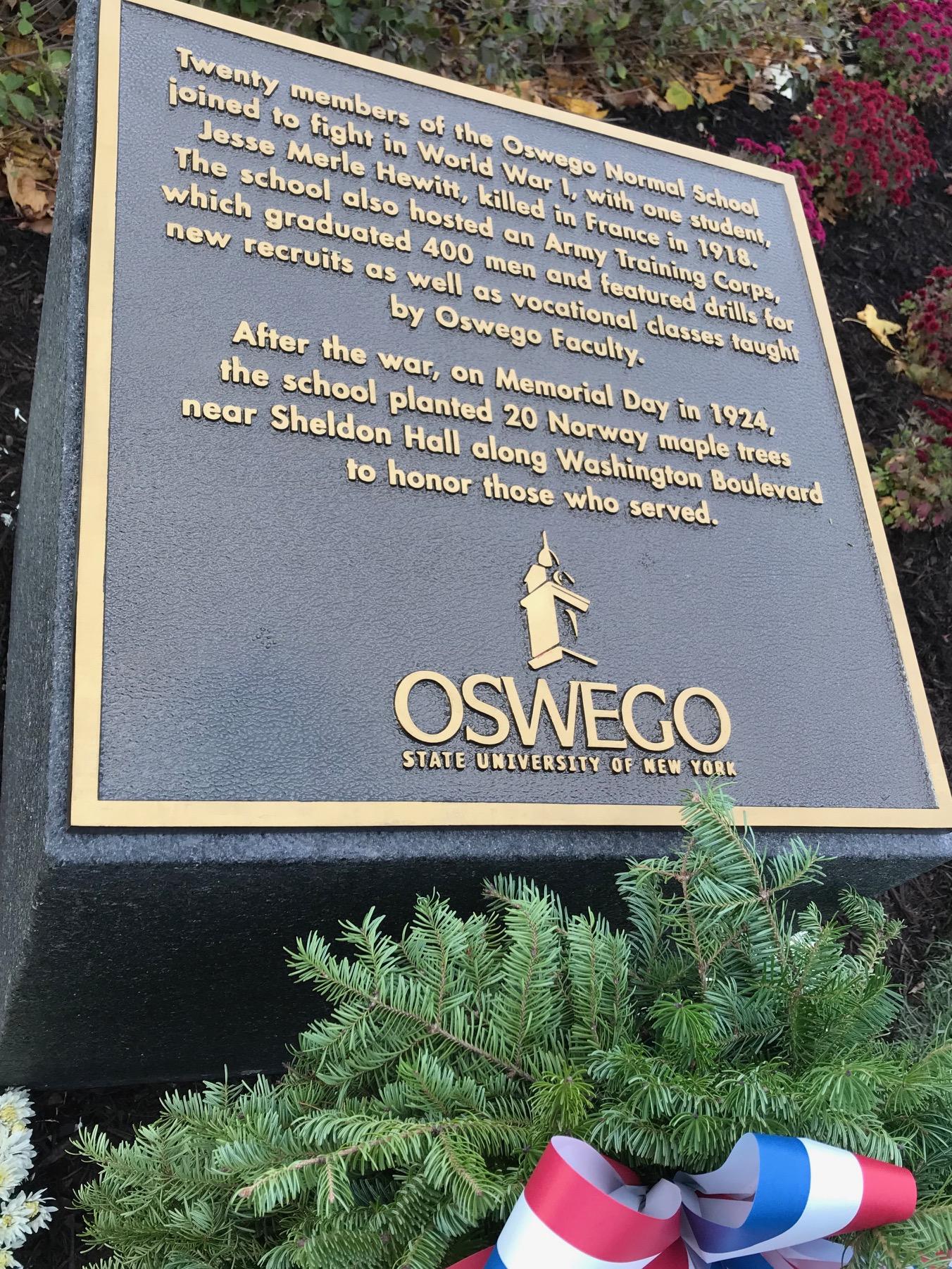 Plaque for World War I centennial -- text included above in story