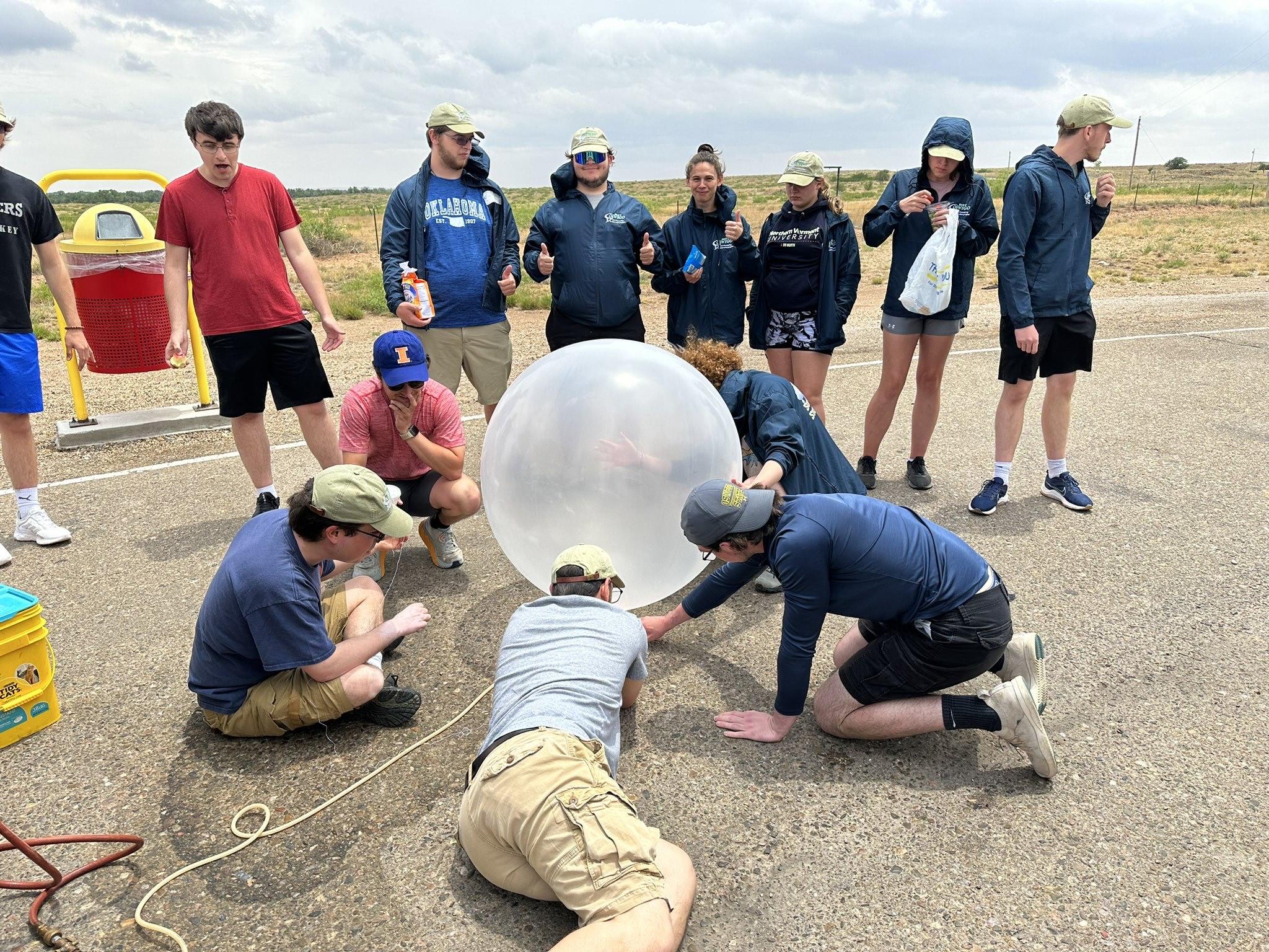 Oswego chasers launch a weather balloon in Fort Sumner, New Mexico.