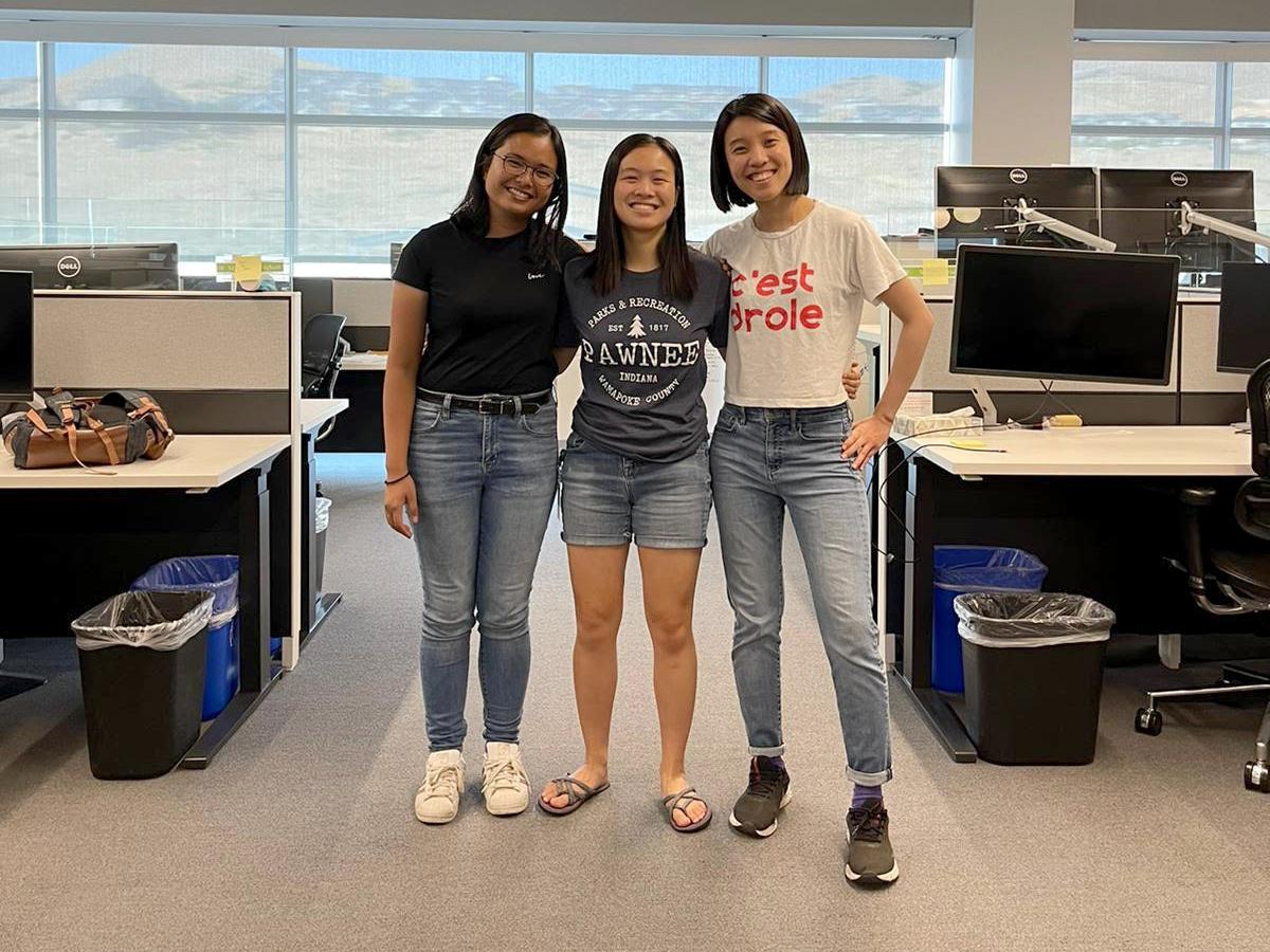 Jane Okada, left, with other summer interns at Ancestry.com