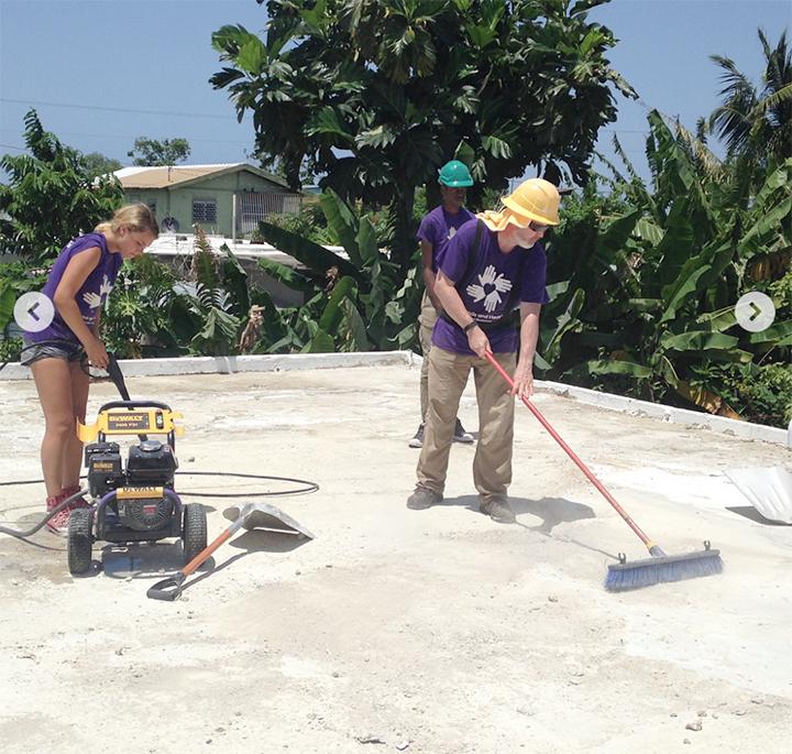 Volunteers working on a roof in Puerto Rico