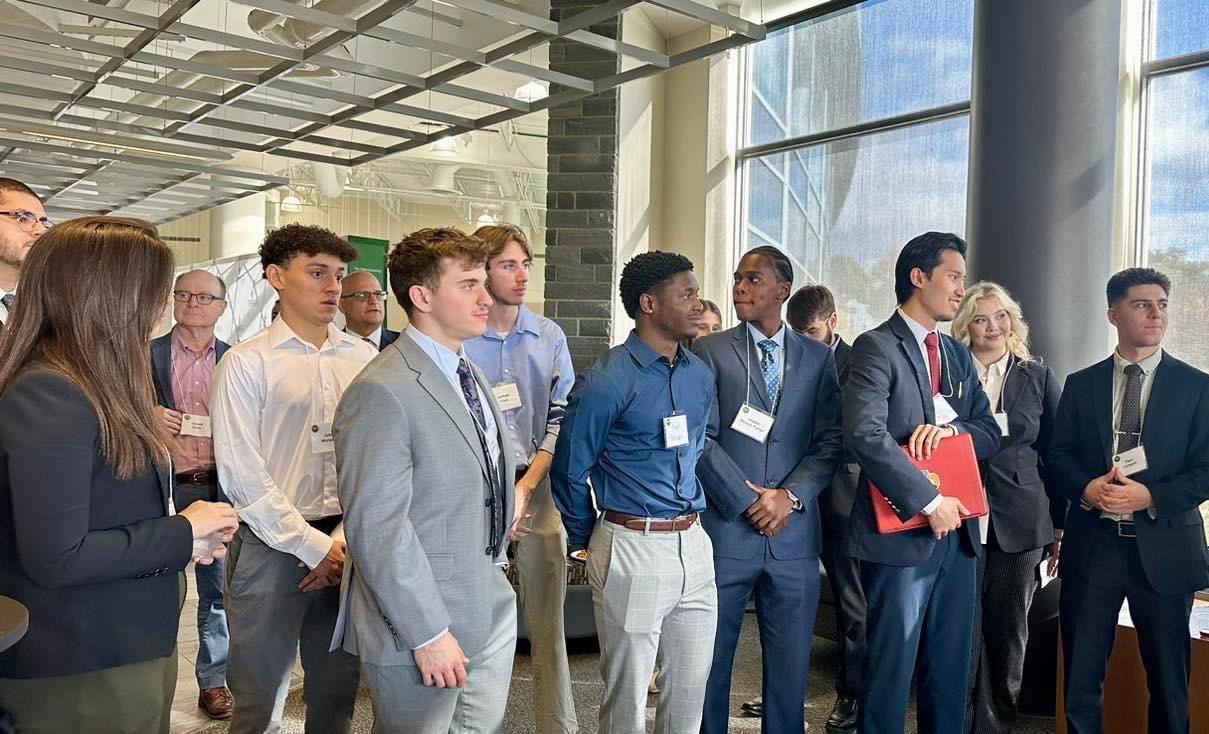 Members of the SUNY Oswego Real Estate Club gather at its well-attended 2024 conference on campus.