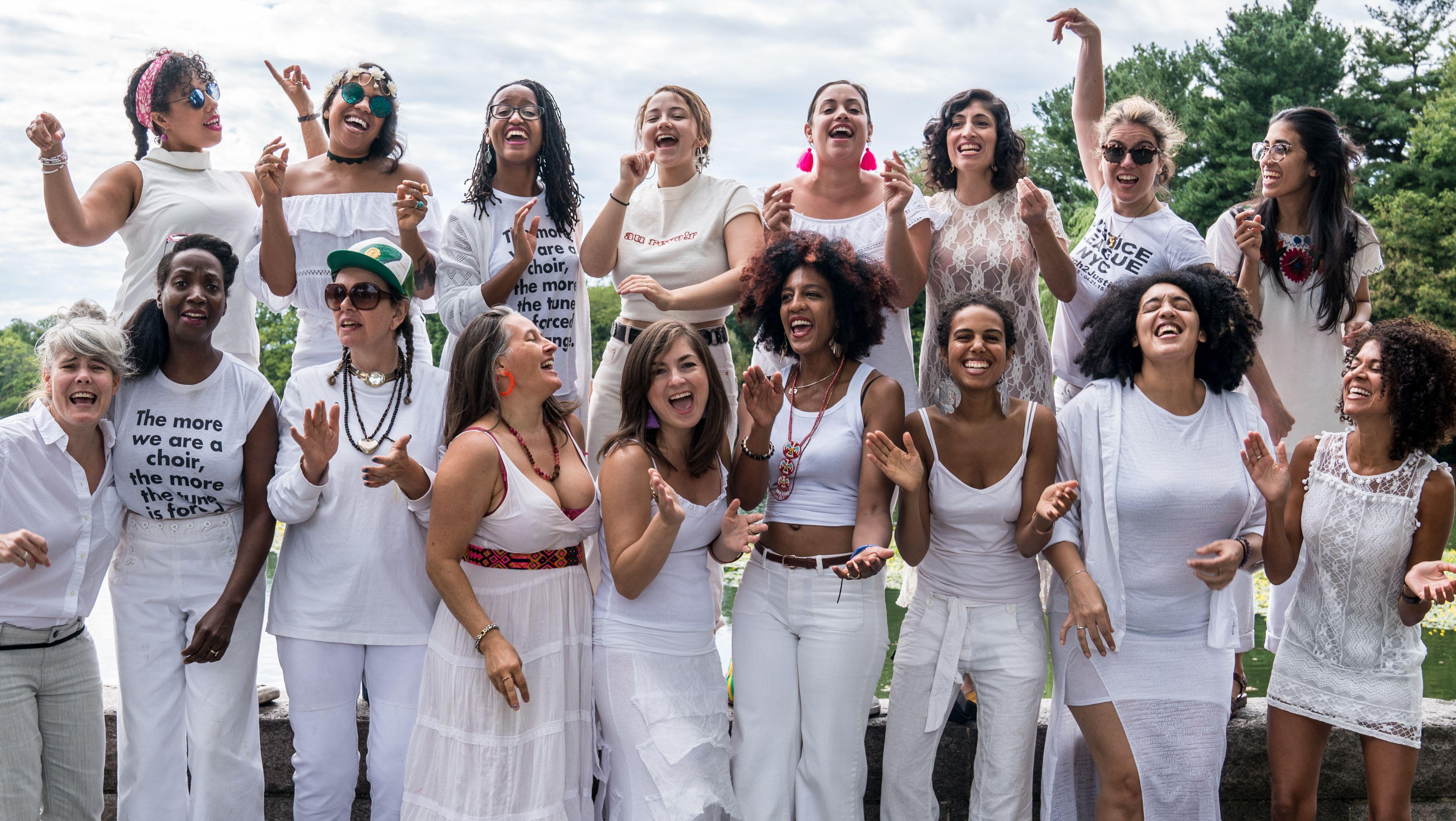 The Resistance Revival Chorus (RRC) is a collective of more than 60 women and non-binary singers who join together to breathe joy and song into the resistance, and to uplift and center women’s voices.