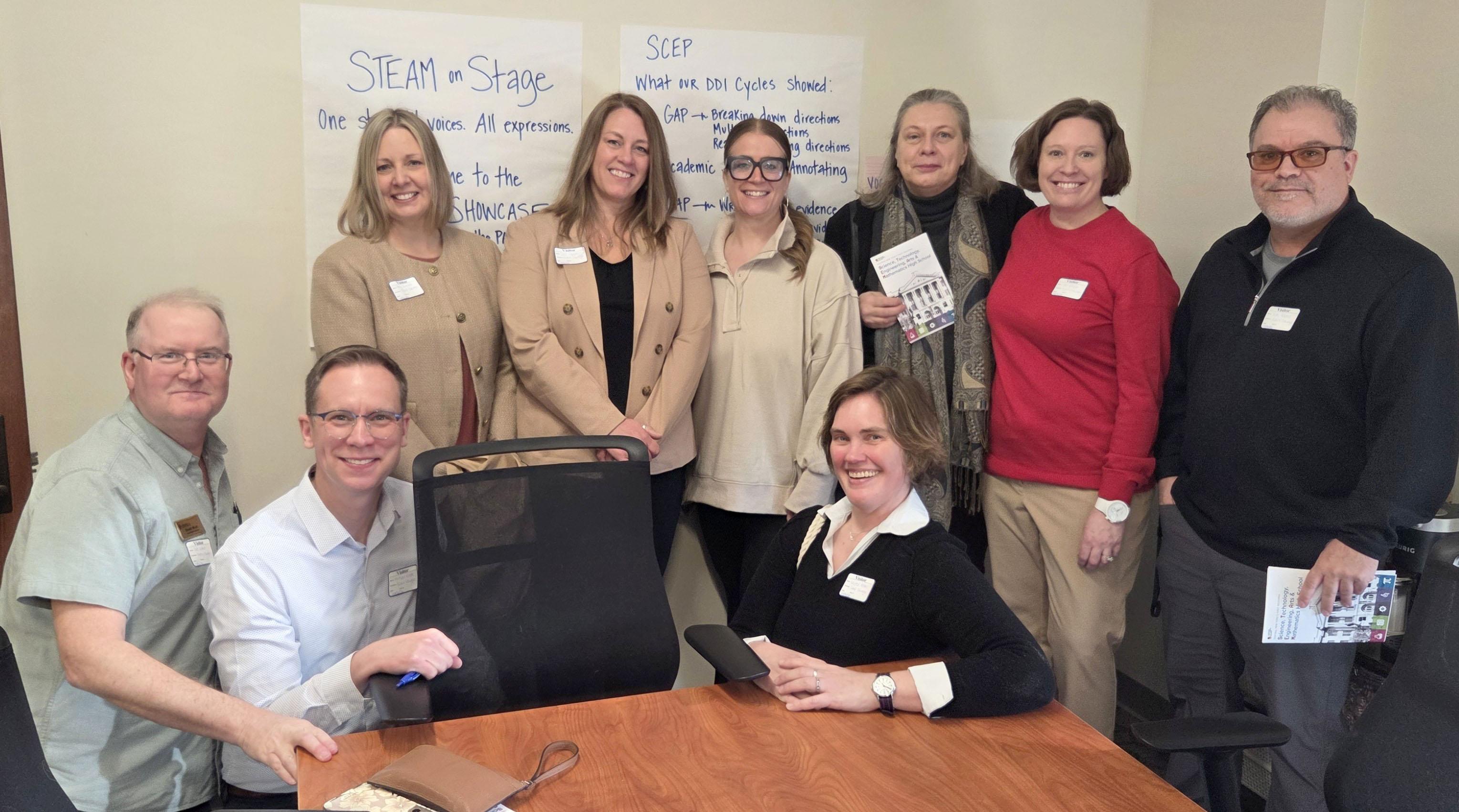 Deans from Extended Learning and the College of Communication, Media and the Arts, along with faculty and staff, recently visited the Syracuse STEAM School to explore partnerships in broadcasting, music, theatre and dance. 