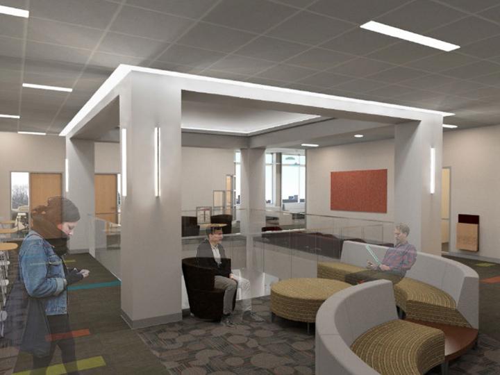 Rendering of Wilber Hall commons