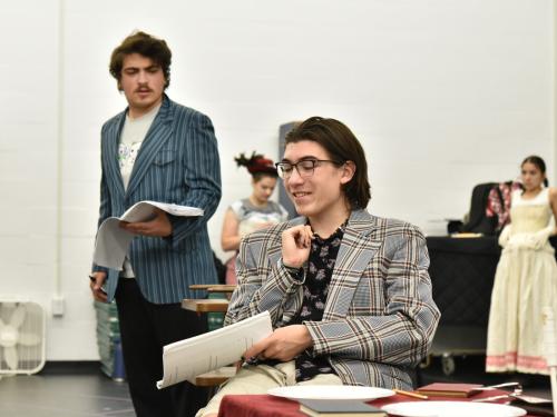 Rehearsal image from "The Importance of Being Earnest"