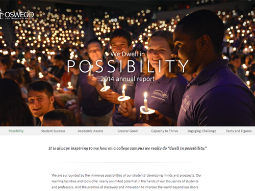 SUNY Oswego 2014 Annual Report website homepage