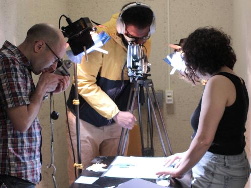 Faculty and students work on a stop-motion animation project as part of producing three short films on local landmark Fort Ontario