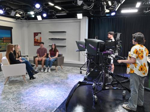 Students work on Hewitt Hall TV studio