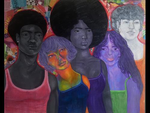 Jassandra Gonzalez's "Color isn't our Characteristic" is among the 80 artworks on display in SUNY Oswego's 62nd annual Juried Student Exhibition, opening March 7 in Tyler Art Gallery.