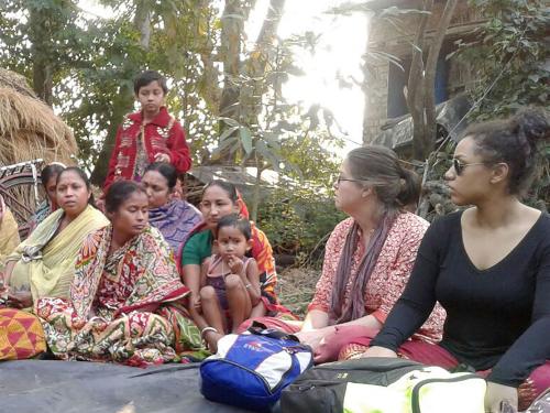 SUNY Oswego class members meeting with families in India
