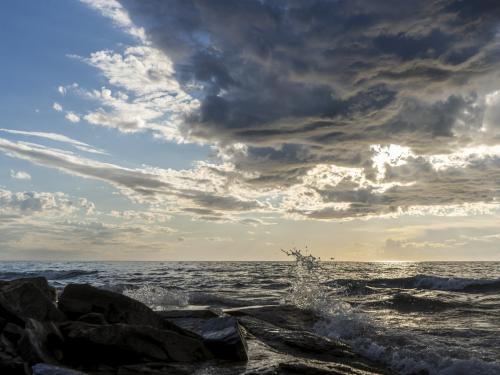 View of Lake Ontario as sunset approaches