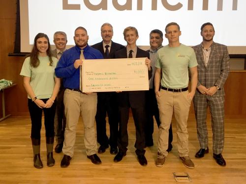 Winners and judges of 2018 Launch It student startup competition