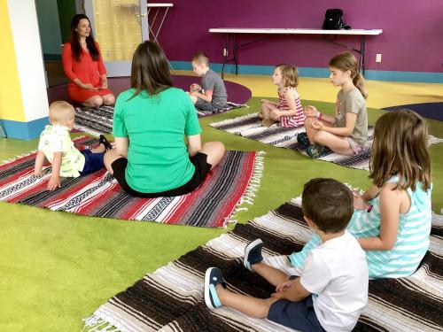 Siobhan Rodrigues leads a Guided Imagery Adventure session, part of a new Mindful Movement summer program at the Children’s Museum of Oswego