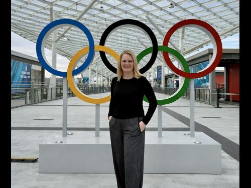 When the U.S. women’s ice hockey team clinched Olympic gold in Milan in dramatic overtime fashion, 1991 SUNY Oswego graduate Katie Kranze Million wasn’t on the ice — but she was sprinting toward it.