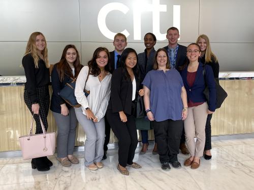 Oswego students getting a behind-the-scenes view of CitiGroup, thanks to an alumna