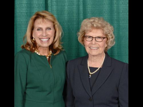 SUNY Oswego President Deborah F. Stanley and Dr. Barbara Shineman at the dedication on Oct. 4, 2013, of the Richard S. Shineman Center for Science, Engineering and Innovation.
