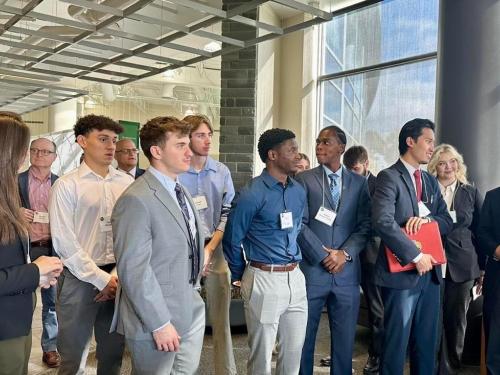 Members of the SUNY Oswego Real Estate Club gather at its well-attended 2024 conference on campus.