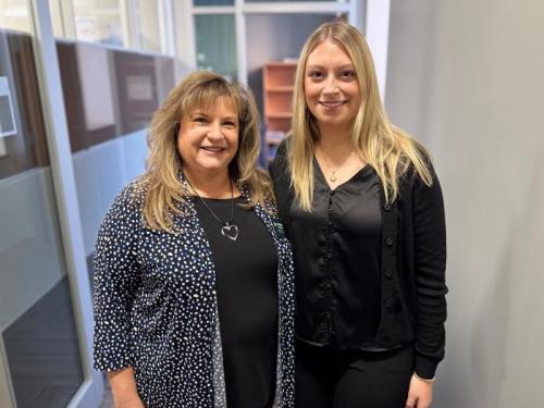 SUNY Oswego student Gracey Trabold (right) enjoyed an internship with Kellie Greene (left) and the North Central Small Business Development Center that supported the organization and its mission while allowing her to gain important hands-on experience.