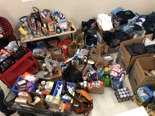 Large collection of non-perishable goods and other donated items