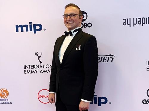 Dr. Stathis Kefallonitis on the red carpet at the 47th annual Emmy Awards. 