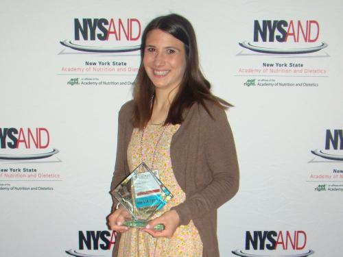 SUNY Oswego’s registered dietitian Kathryn Szklany recently earned a statewide honor from the New York State Academy of Nutrition and Dietetics with the Isabelle A. Hallahan Award