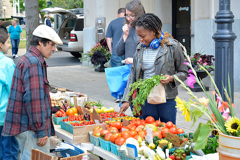 Student buying produce