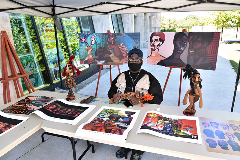 entral New York artist Jaleel Campbell brought this to life on site with a collection of his digital illustrations and variety of cloth dolls.