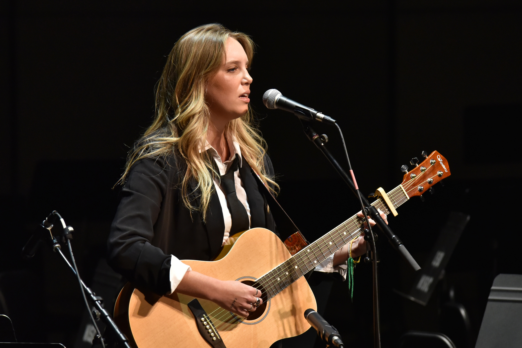 Jenna Amico performs a song with voice and guitar titled “Hopeless Dreams” during the "Collage" Concert, held March 3 in Waterman Theatre. 