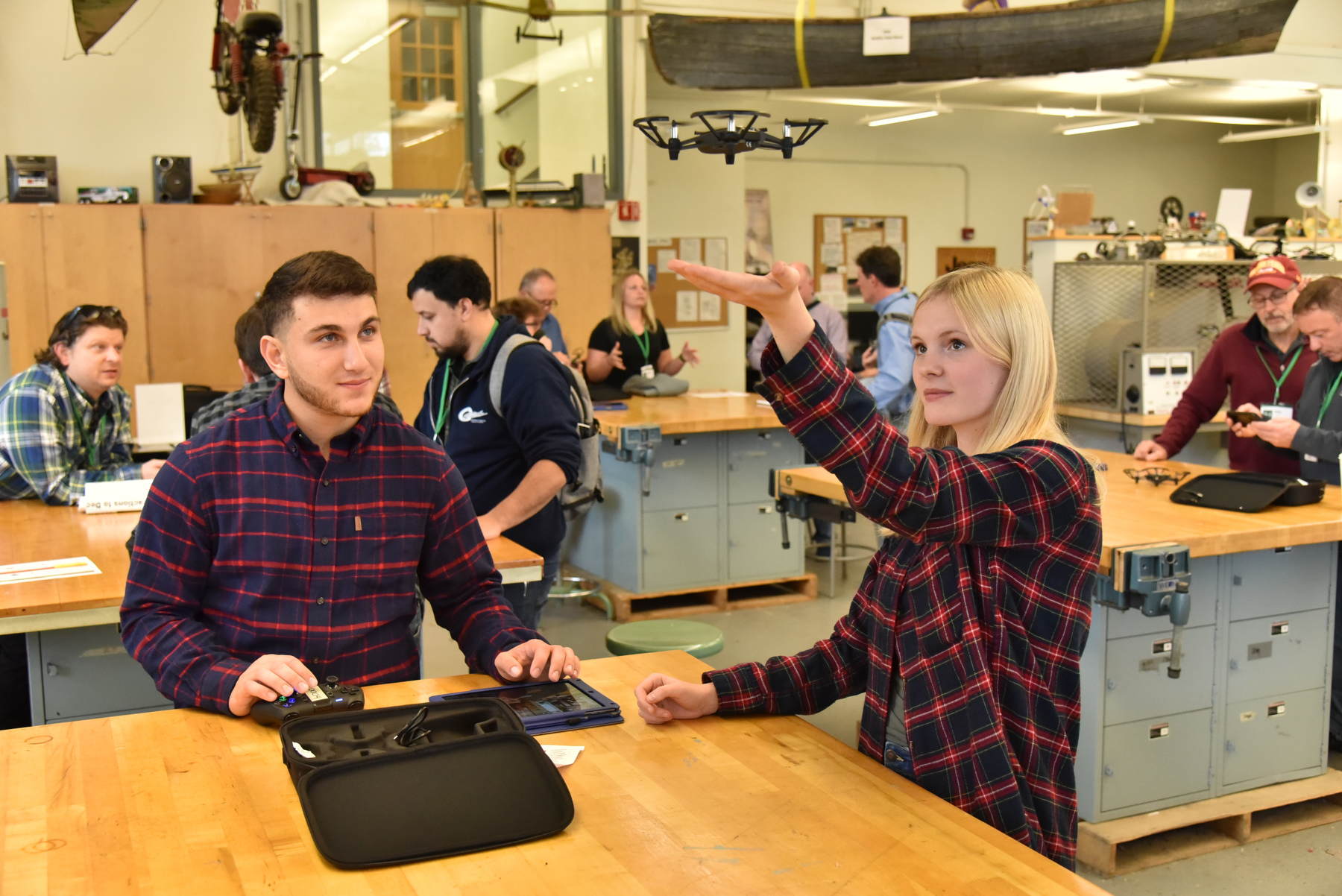 The many breakout presentations during the  84th annual Technology Conference included many alumni presenters enjoying their return to campus to learn about new techniques and tools. Pictured is a workshop in a "Beginners Guide to Drones in Tech," taught by 2019 Oswego graduate Mike Petrie (not in photo).