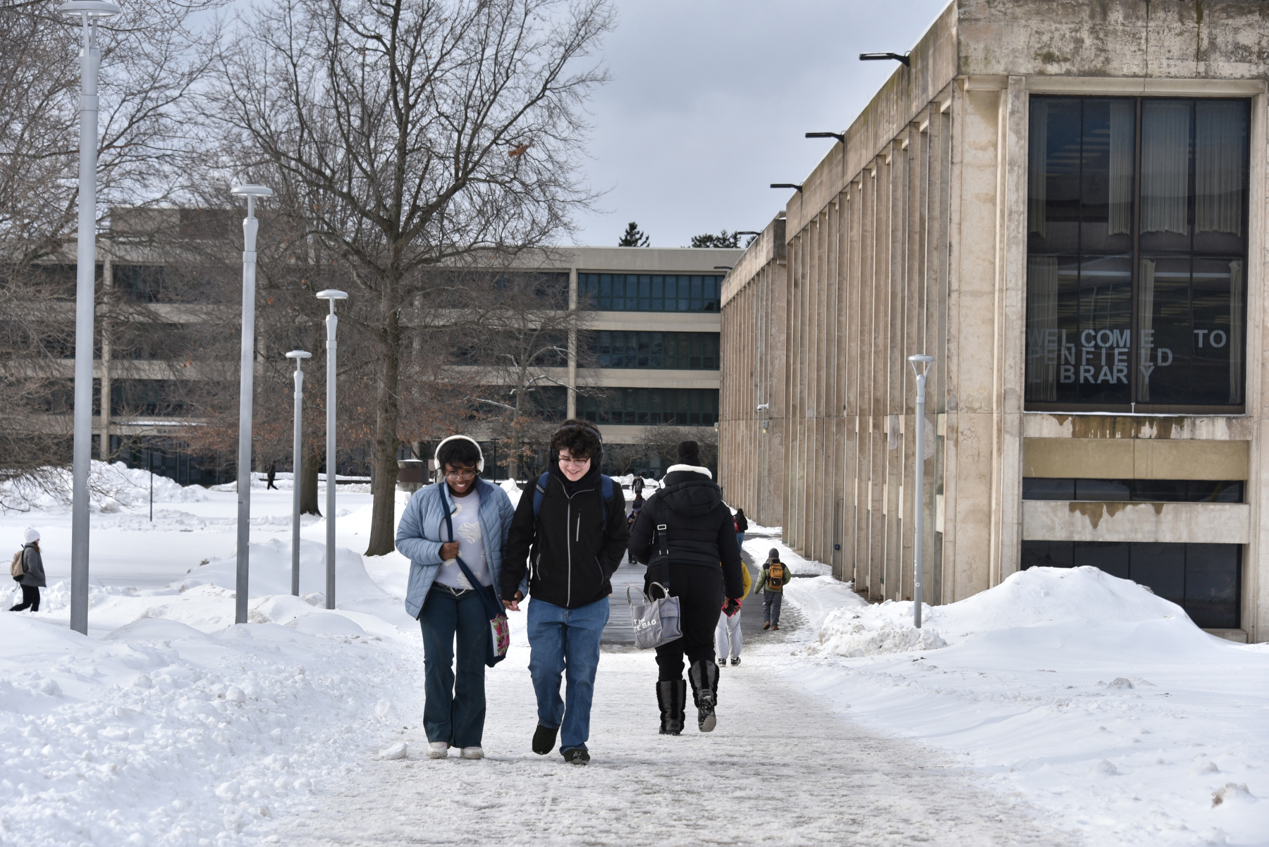 Snow was plentiful on campus greeting students during the first week of classes in the spring semester, which began January 27. Oswego area's winter weather saw unusually high snowfall this year. 