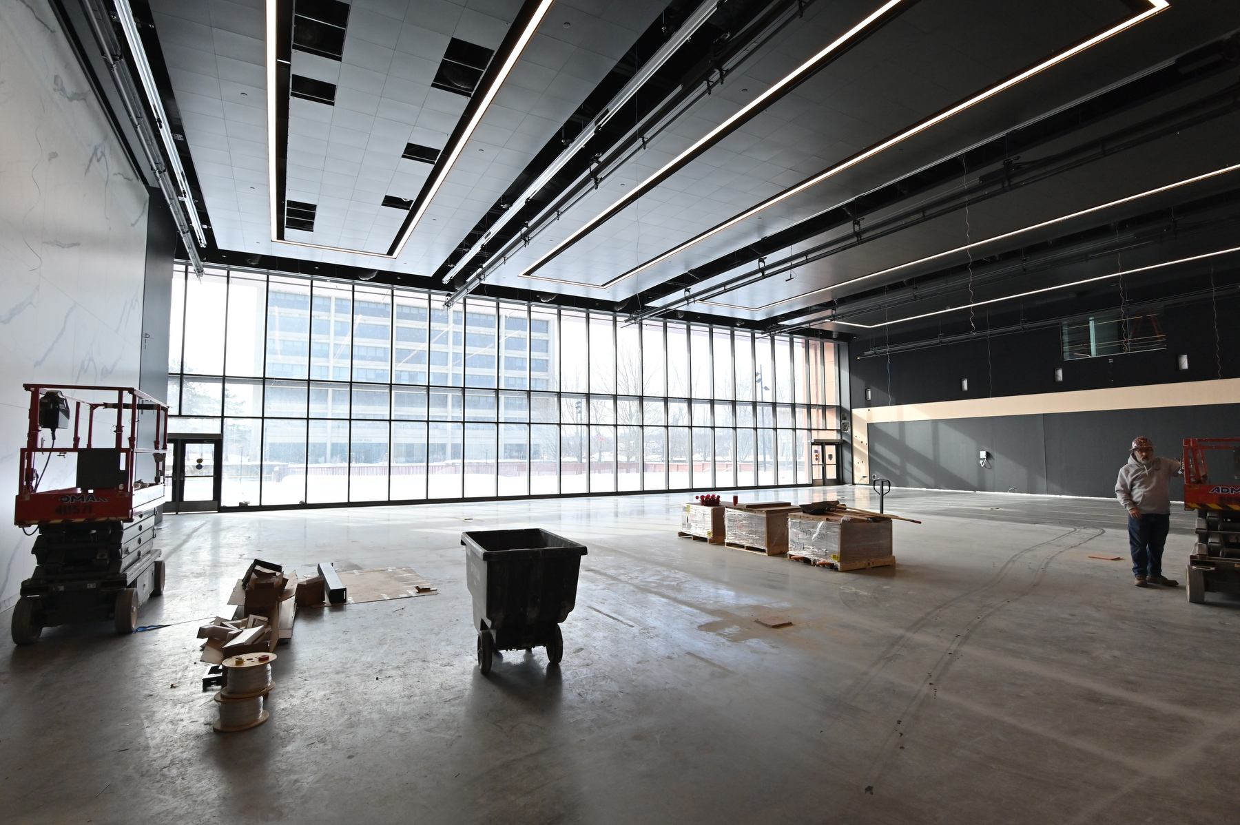 The Hewitt ballroom, one of the most recognizable spaces for alumni who knew it as the Hewitt Union, is starting to round into shape, as seen in this mid-February snapshot. Hewitt Hall will reopen to welcome broadcasting, graphic design and cinema and screen studies coursework and labs in fall 2025.