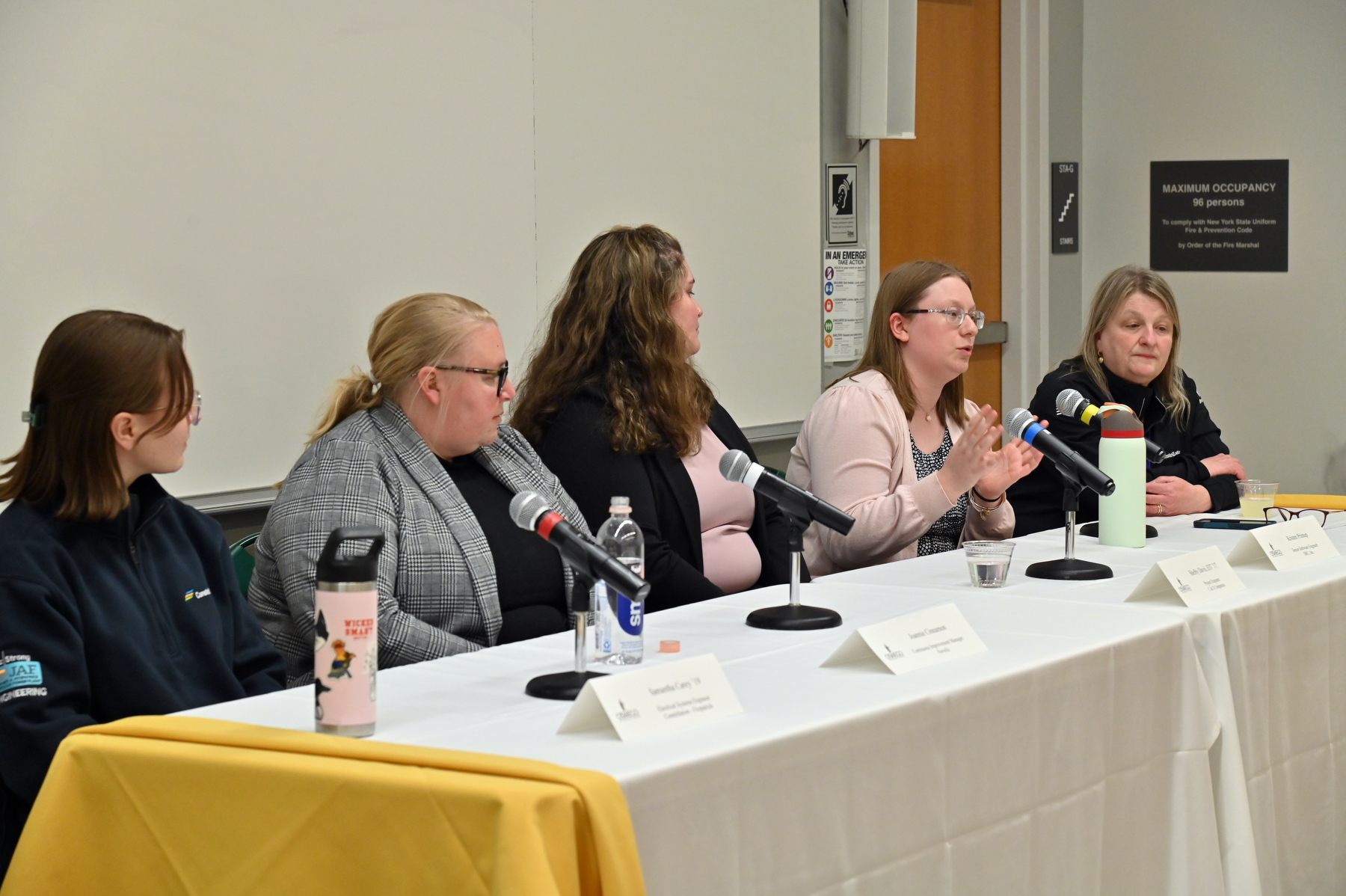 Women engineers and computer scientists working in local industry talked to current students about the key roles they play at their organizations and the various opportunities for women in the engineering field as part of SUNY Oswego's Engineering Week. 