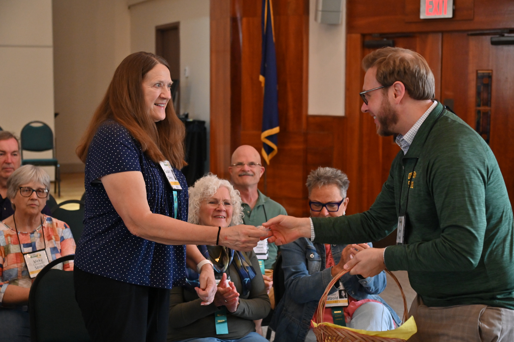 Class of 1975 alumni were each presented with a Golden Alumni pin by Heath Wood, vice president for university advancement, in a ceremony during the Golden Anniversary Society Breakfast held in Sheldon Hall ballroom