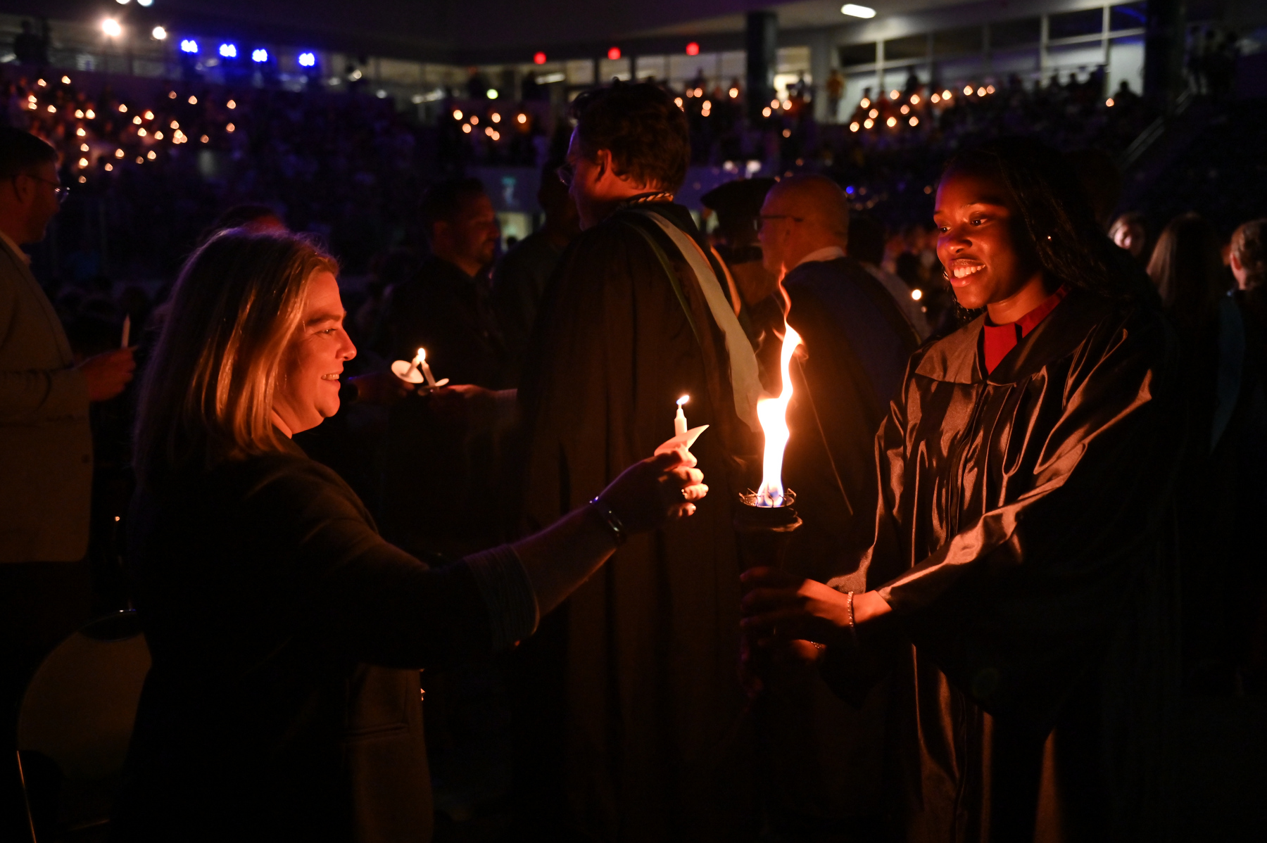 The Welcoming Torchlight Ceremony, led by President Peter O. Nwosu on Aug. 21 in the Marano Campus Center’s Deborah F. Stanley Arena and Convocation Hall, is an annual ceremony that signifies the start of a new beginning in students’ lives. 