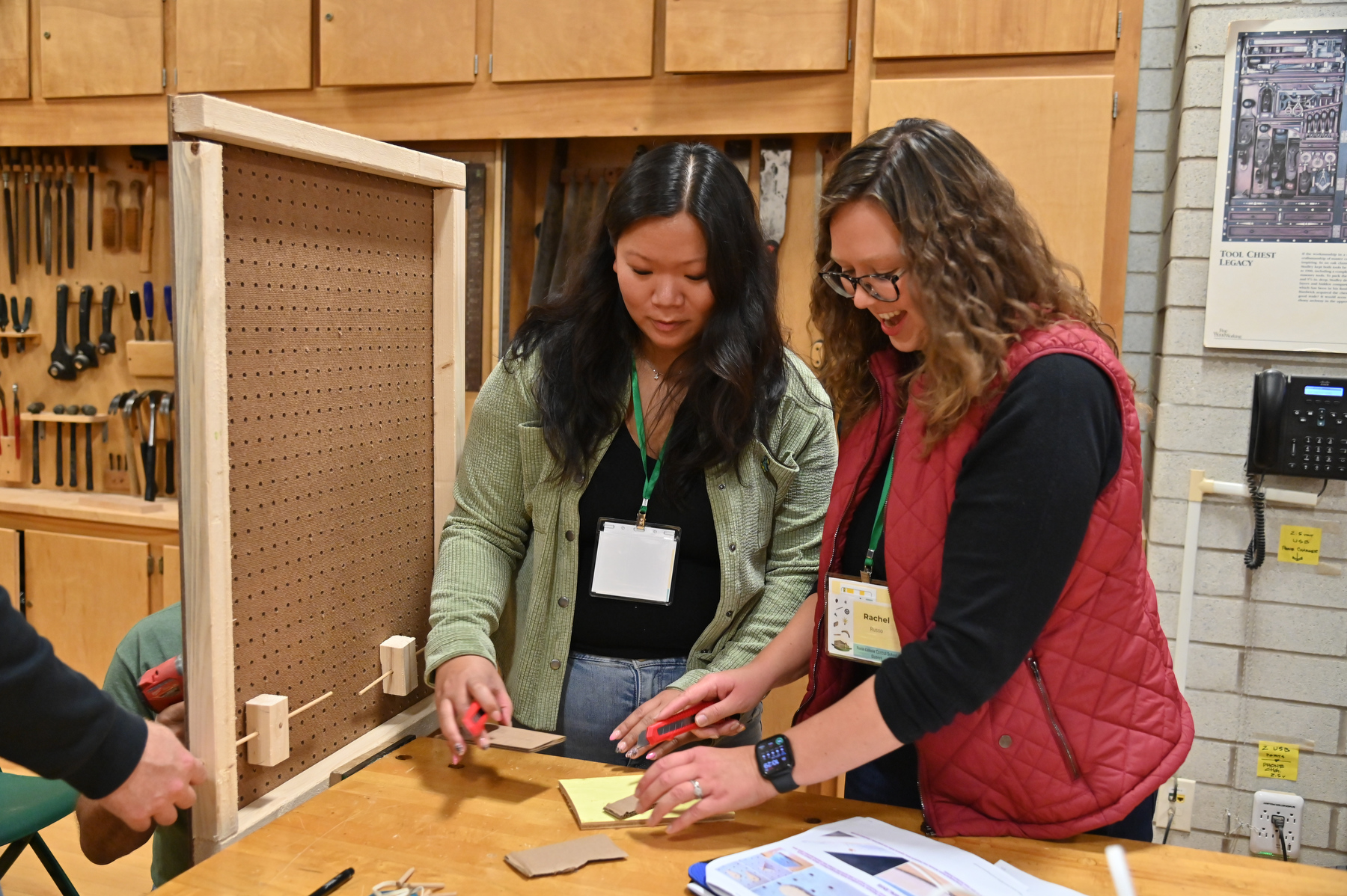 The hundreds of attendees at the 86th annual Technology Fall Conference included alumnae Sarah Cerroni and Rachel Russo participating in the hands-on "Bring Pinball to your Classroom - Just Build It!" class led by educators Jeffrey Stevens and Jennifer Noble (not in photo).