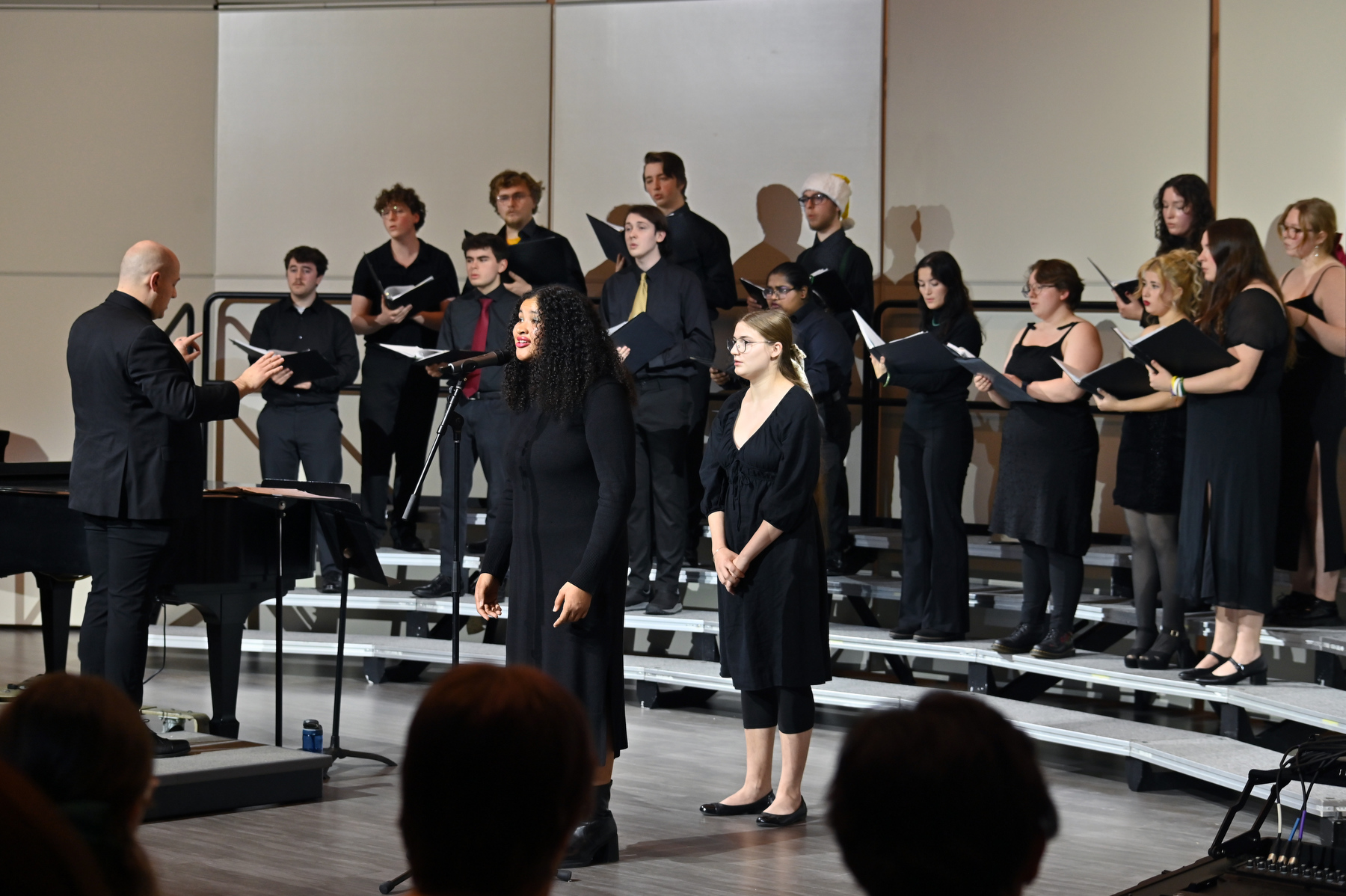 The Music Department's popular annual Choirs Holiday Concert, directed by Ben May with Rebecca Horning and Laura Washburn on piano, featured performances by The Laker Chorale, Oswego State Singers, Combined Tenors and Basses and the Oswego Festival Chorus.