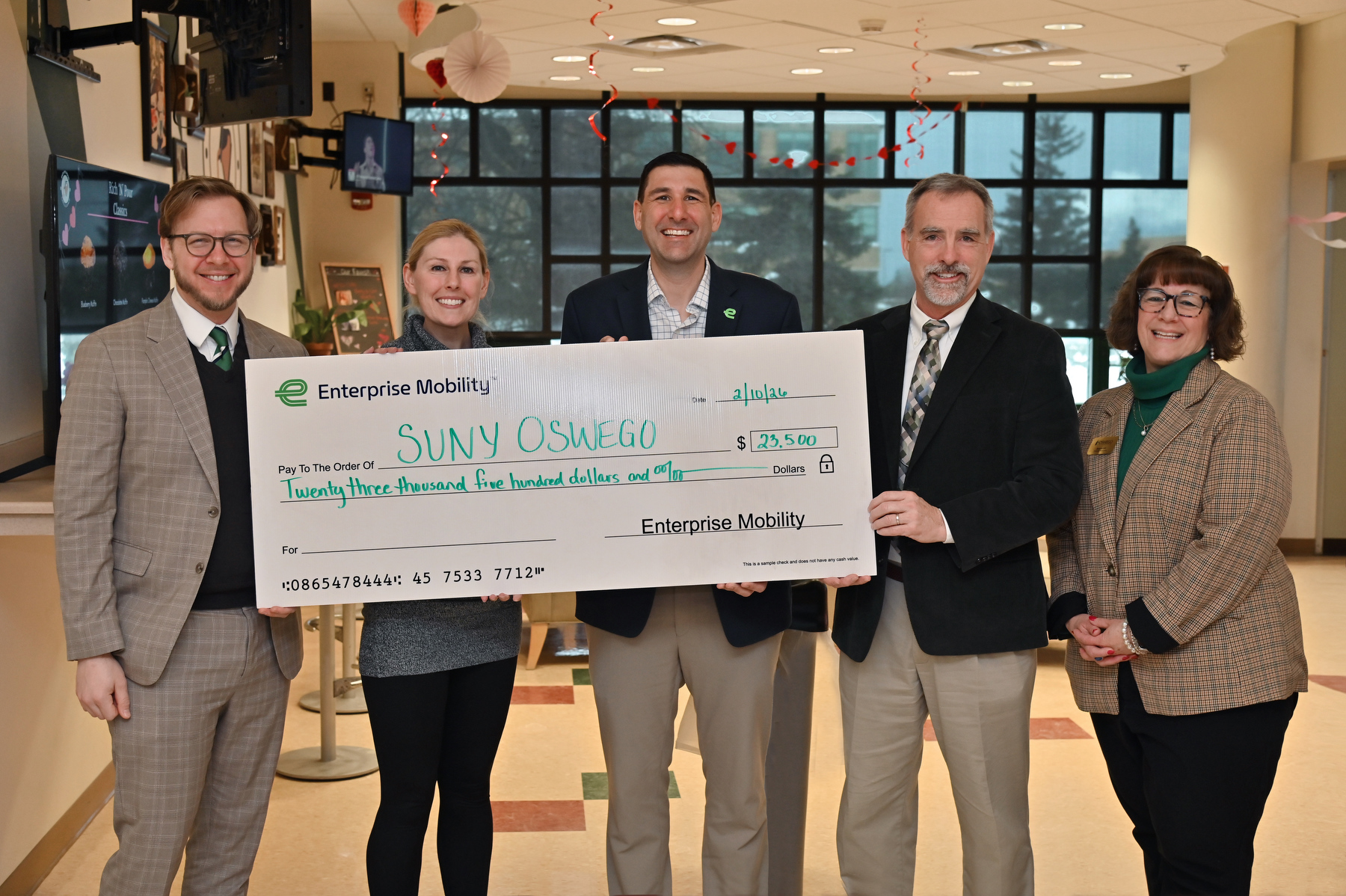 Enterprise Mobility presented their generous annual gift to SUNY Oswego recently.