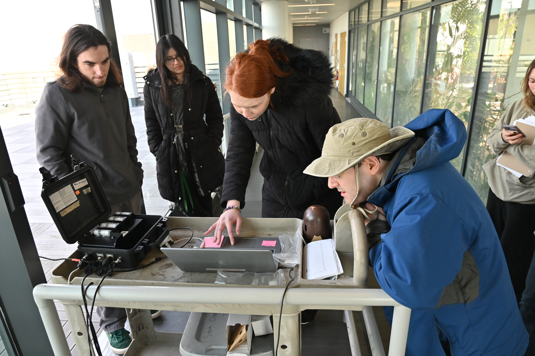 A SUNY Oswego meteorology class launched a weather balloon carrying atmospheric monitoring sensors which radio back to Earth a variety of data from each level in its skyward journey. 