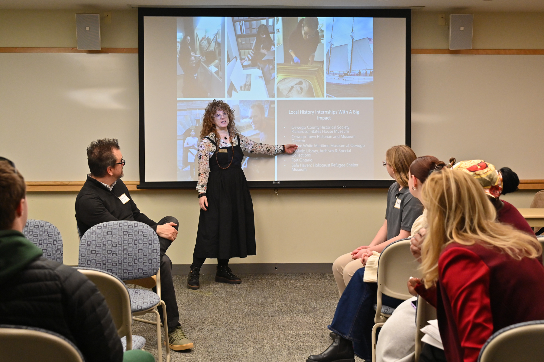 At the March 27 Admitted Student Day, students could learn more about Oswego’s outstanding academic options. Candis Haak, associate professor of history, and Doug Guerra, associate professor in English and creative writing, lead a discussion about the College of Liberal Arts, Sciences and Engineering’s School of Humanities in Marano Campus Center.