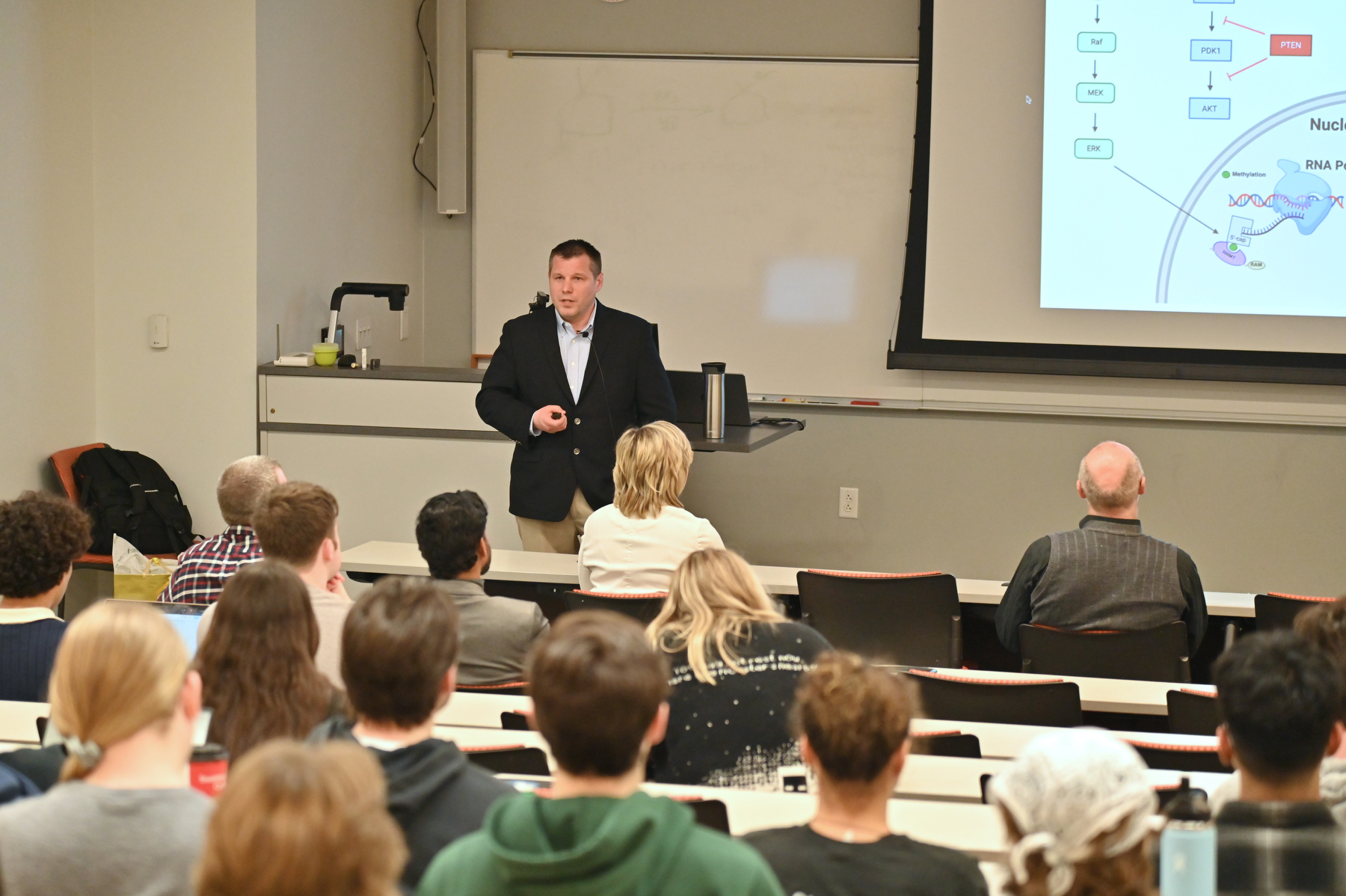 Two-time SUNY Oswego graduate Daniel Dempsey, an assistant professor of dermatology at Boston University, was guest lecturer for the 2026 Augustine Silveira, Jr. Distinguished Lecture Series. This year’s installment of the annual series took place on April 3 in room 175 Shineman Center.  