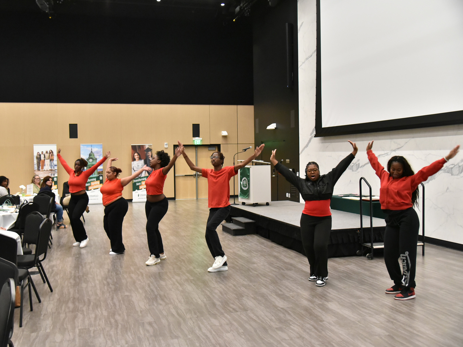 The annual Student Leadership Ceremony, organized by Student Engagement and Leadership in conjunction with the Provost’s Office recognizes students for their outstanding roles in the campus community. There the IMAGE Step Team provides a high-energy student performance.